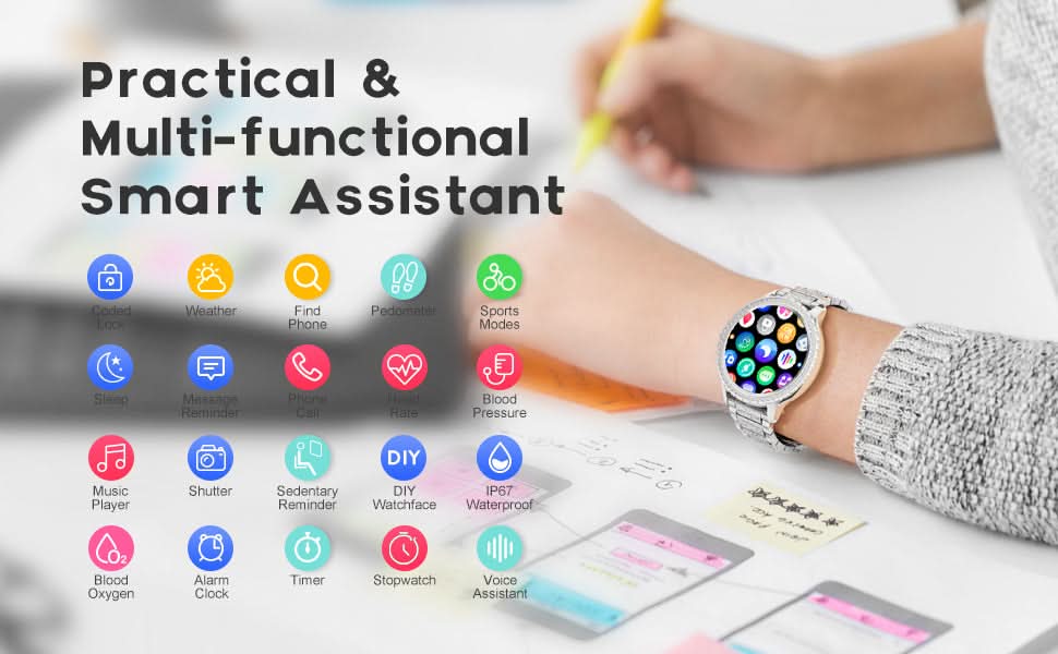 Smart Watches for Women,1.32" HD Fitness Tracker Watch with Answer/Make Call,AI Voice Control,Heart Rate/Calories/SpO2