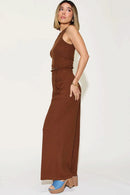 Basic Bae Full Size Ribbed Tank and Wide Leg Pants Set - M & M Global