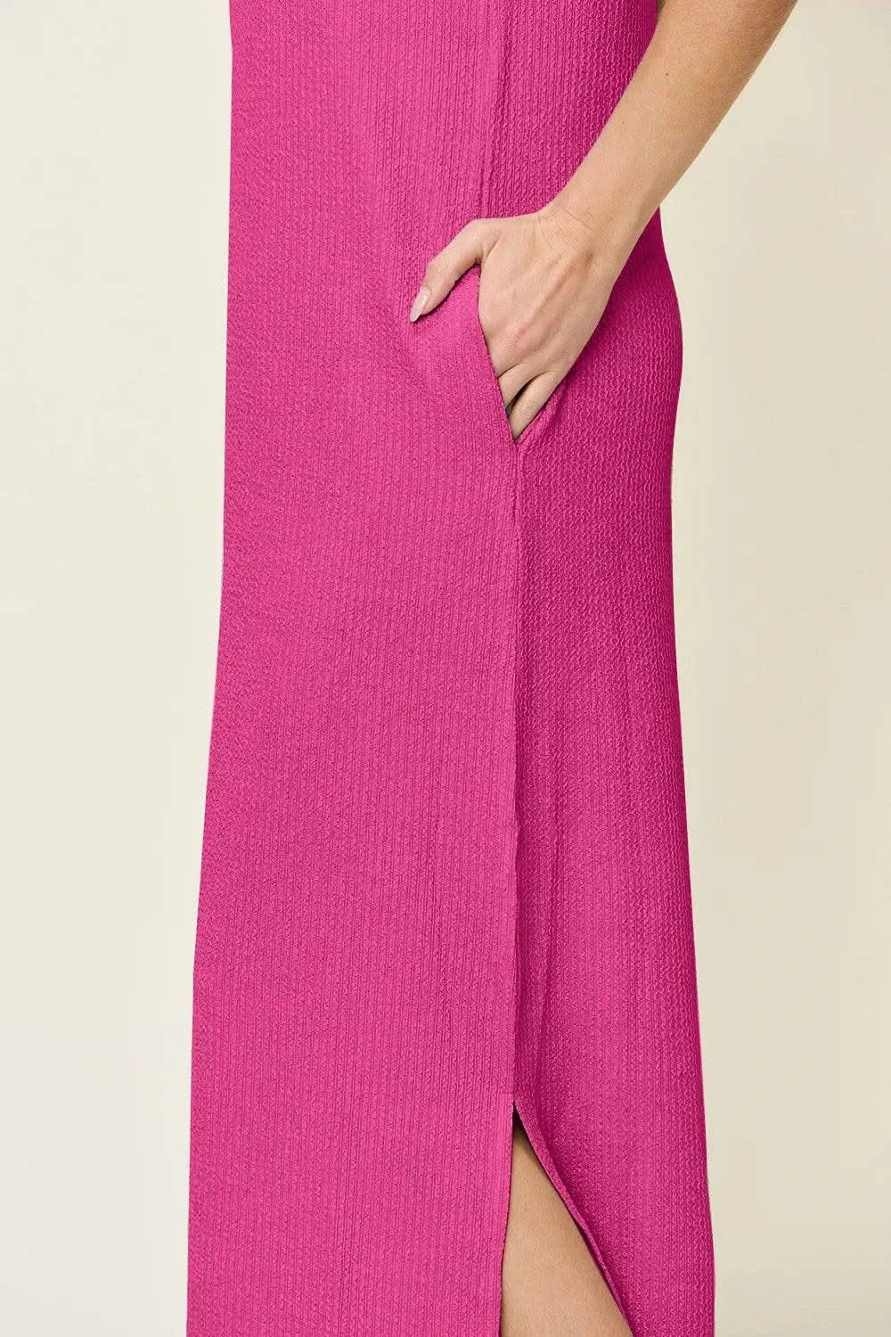 Double Take Full Size Texture Mock Neck Sleeveless Maxi Dress - M & M Global