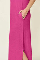 Double Take Full Size Texture Mock Neck Sleeveless Maxi Dress - M & M Global