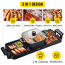 SucceBuy 2in1 Electric BBQ Pan Grill Hot Pot Multifunction Home Portable Smokeless Nonstick Detachable Hot Pot Barbecue Plate
