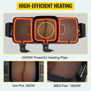 SucceBuy 2in1 Electric BBQ Pan Grill Hot Pot Multifunction Home Portable Smokeless Nonstick Detachable Hot Pot Barbecue Plate