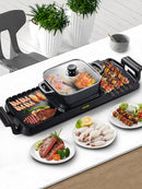 SucceBuy 2in1 Electric BBQ Pan Grill Hot Pot Multifunction Home Portable Smokeless Nonstick Detachable Hot Pot Barbecue Plate