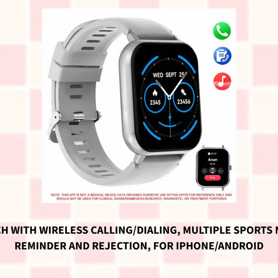 Smart watch with wireless calling/dialing, multiple sports modes, call reminder and rejection, For iPhone/Android by@Outfy