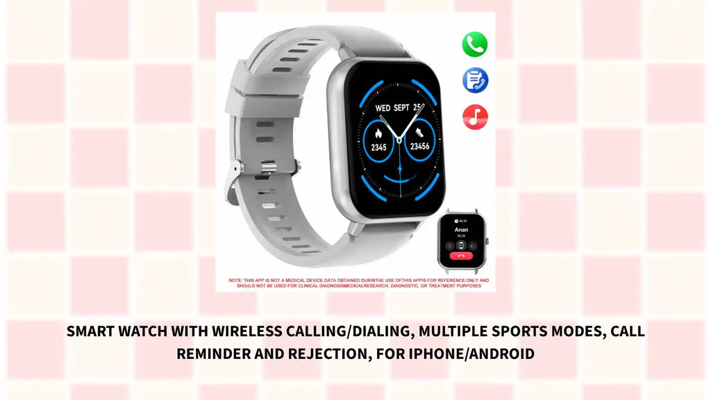 Smart watch with wireless calling/dialing, multiple sports modes, call reminder and rejection, For iPhone/Android by@Outfy