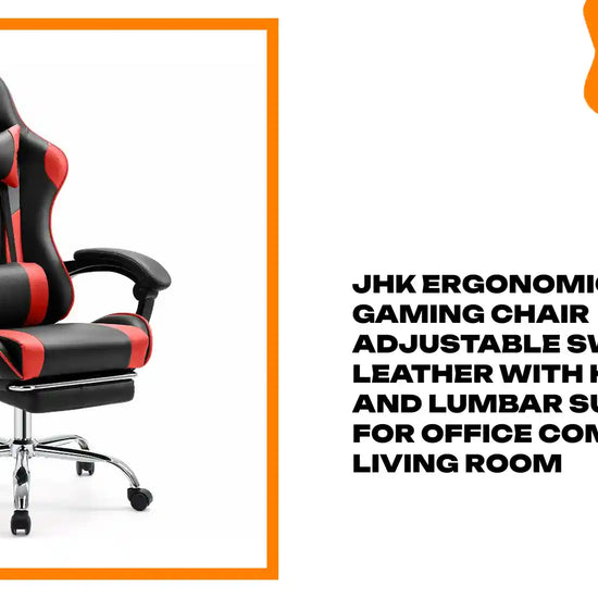 JHK Ergonomic Racing Gaming Chair Adjustable Swivel PU Leather with Headrest and Lumbar Support For Office Computer Living Room by@Outfy