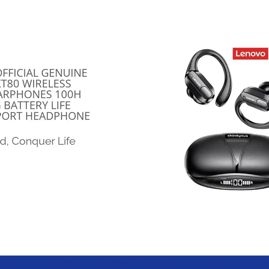 100% Lenovo Official Genuine Thinkplus XT80 Wireless Bluetooth Earphones 100h Ultra-long Battery Life Waterproof Sport Headphone by@Outfy