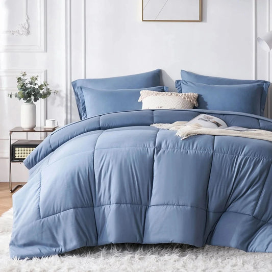 Blue bed with pillows and a blanket in a bedroom setting
Comfora Cozy Bedding Set
sage green bedding
white bedding set
comforter set queen
floral duvet cover
Comfora Cozy Bedding Set
plush comforter set cozy pack
ultra-soft all-season comforter and shams
luxury cozy bedding set online
warm textured comforter set King/Queen
